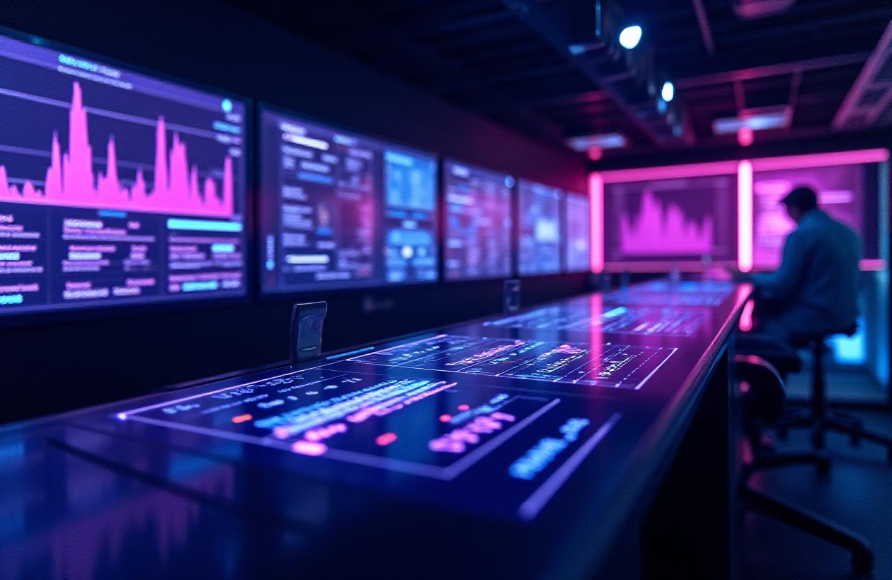 Futuristic digital cockpit representational of enterprise integration