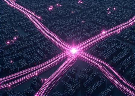 Stylized blueprint schematic of West End industrial sector